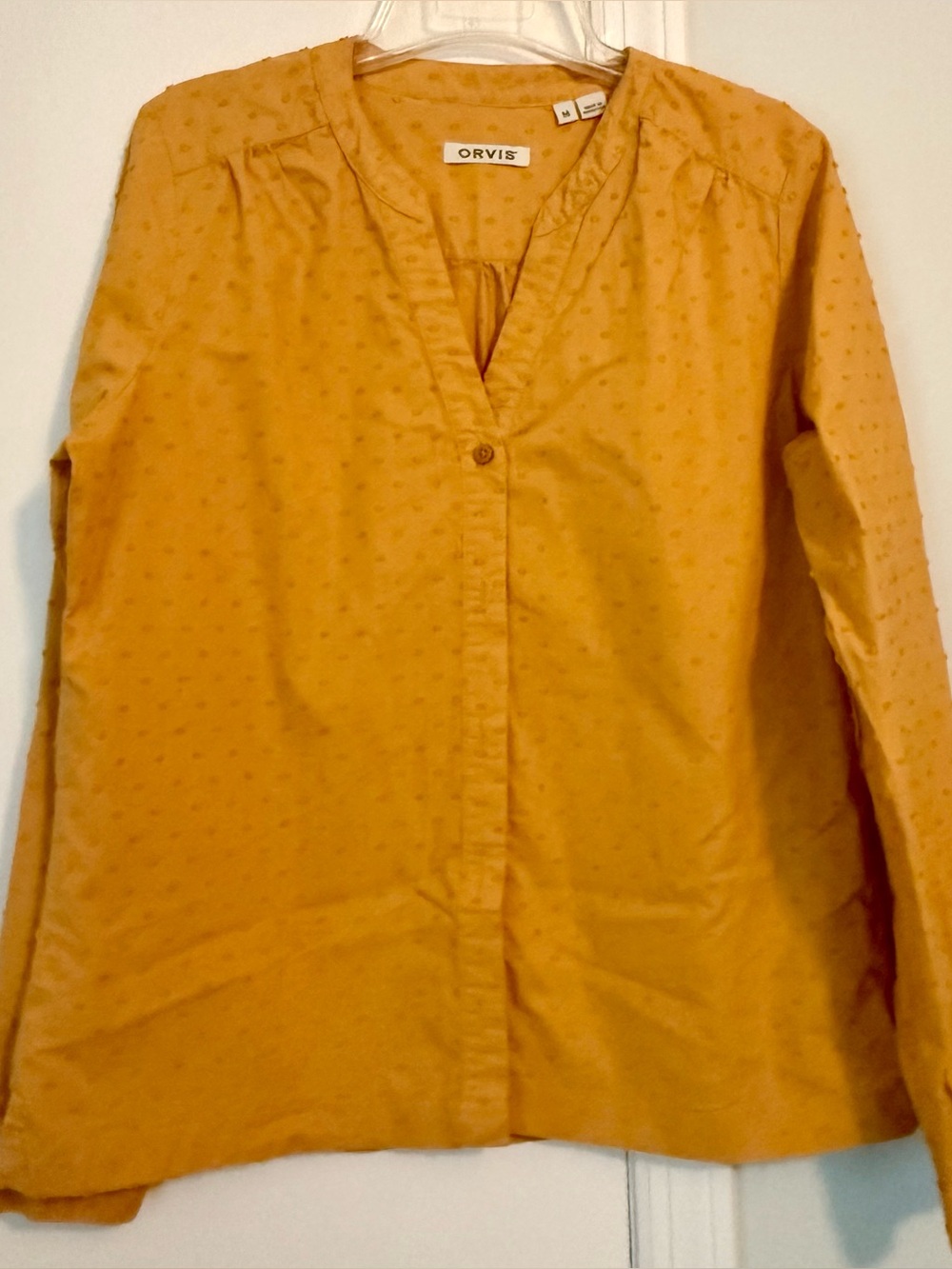 Orvis mustard yellow blouse. Size large.